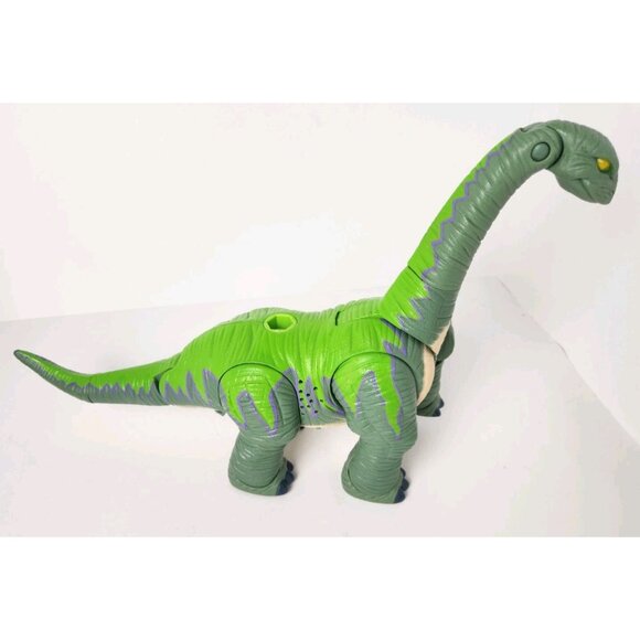 2004 Mattel Green Dinosaur Makes Stomping Sounds Roars Posable Head And Tail - Picture 2 of 8